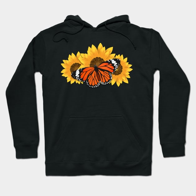 Monarch butterfly with SunFlower Hoodie by AlondraHanley